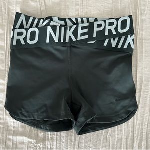 Nike Pro Dark Green Criss-cross waistband spandex shorts size S